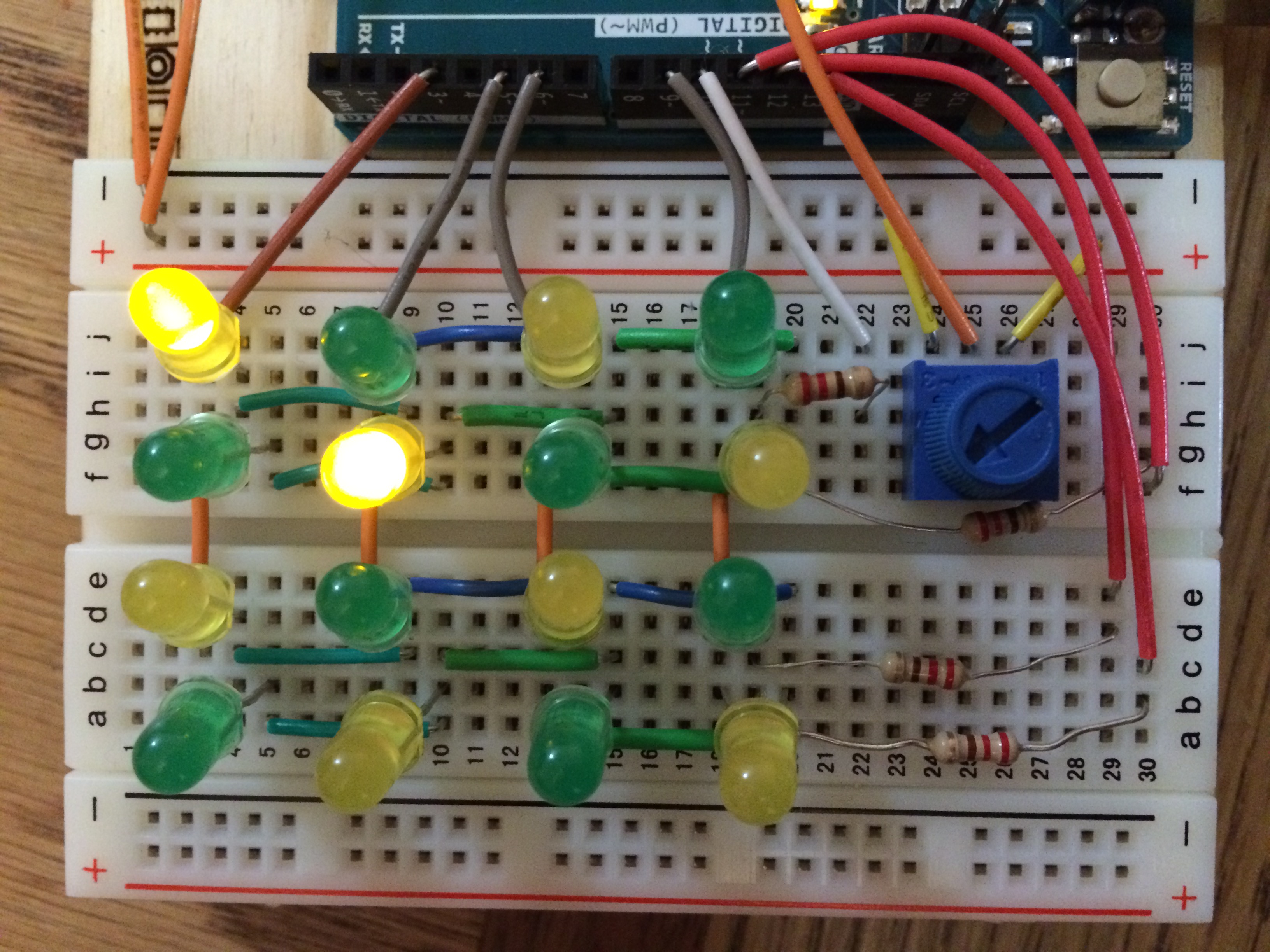 Closeup of breadboard